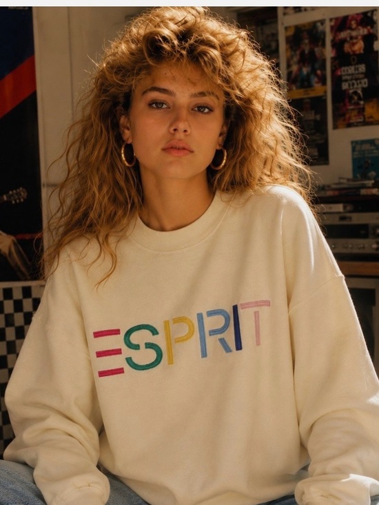 Esprit Tops - Esprit small Cream Sweatshirt with Rainbow Logo